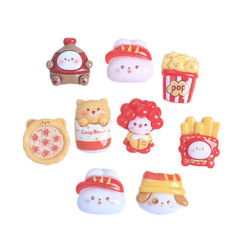 Глянцевые мультяшные аксессуары из смолы: Заколка для волос, повязка на голову, чехол для телефона, подвески для обуви, магниты на холодильник