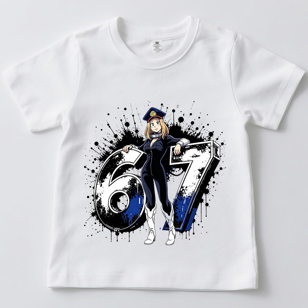 My Hero Academia Camie Utsushimi Print Cotton T Shirt for Girls Casual Summer Top Kids Clothes