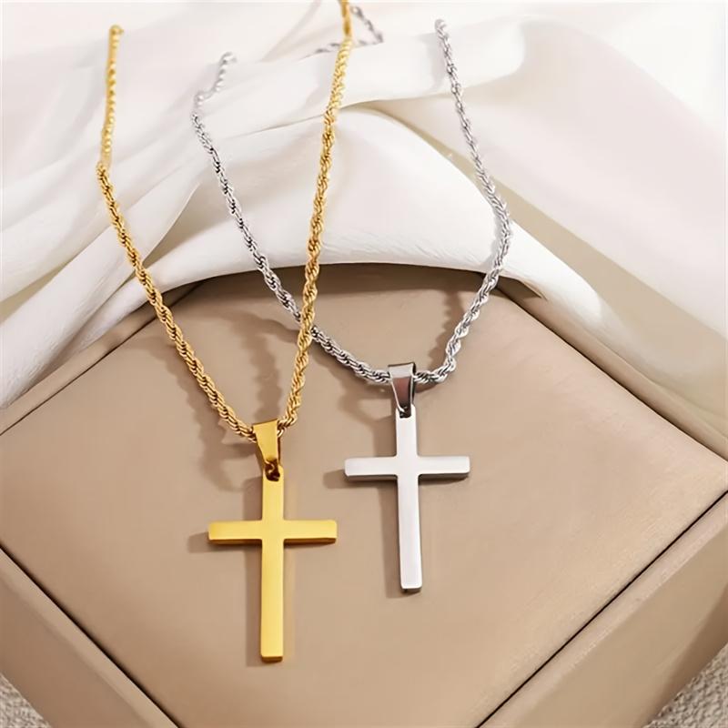 Hanmade Стильные ювелирные изделия, аксессуары, подарок для него, 1 шт., идеально подходит для мужчин, нержавеющая сталь, мужской модный позолоченный крест-кулон с минималистичным дизайном