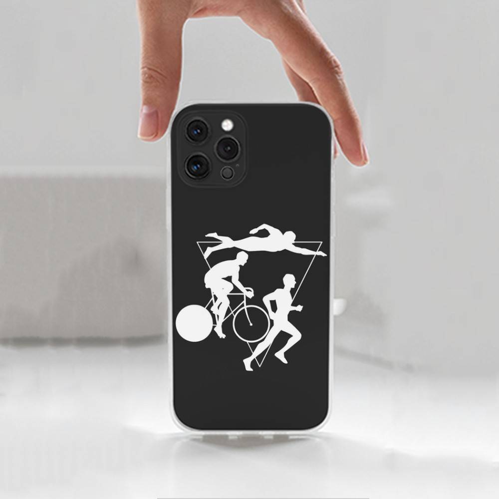 Чехол для триатлона Swim Bike Run для iPhone Max, 14, 16, X, 13, XR, SE, 12, 15, Pro, 17, Plus, 11, XS, Mini Прозрачный Мягкий Чехол