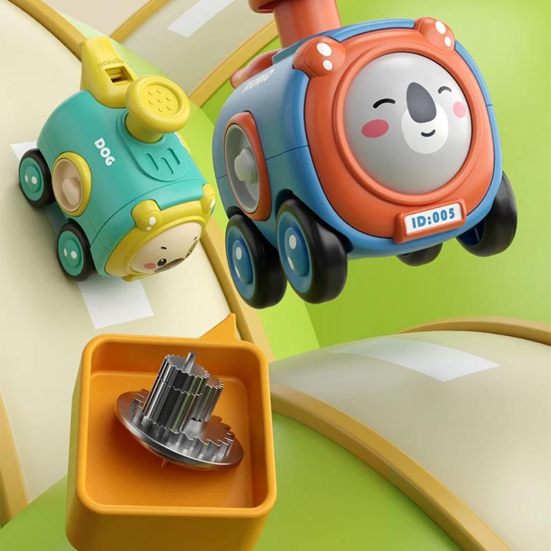 Новая инерционная игрушечная машинка Нажмите на лицо Изменение со свистком Маленький поезд Прочный падение Мультяшная машинка Мальчик Взаимодействие родителей и детей
