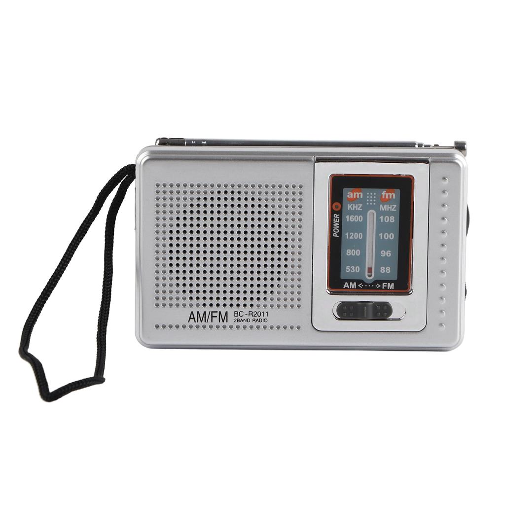 Portable Pocket Radio AM/FM Classic Elegant Design Silver Grey Battery Operated Radio for Home