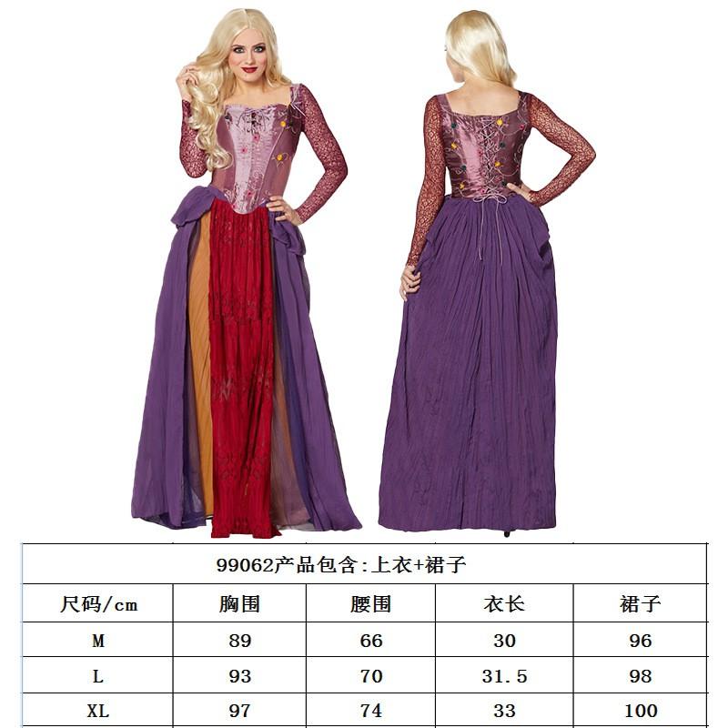 Halloween Witch Costume Medieval Princess Dress Parent Child Stage Performance Outfit Girls Women