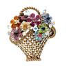 Creative Flower Basket Zircon Brooch Vintage Colorful Pins Women Fashion Jewelry Clothes Coat Decoration Scarf Buckle