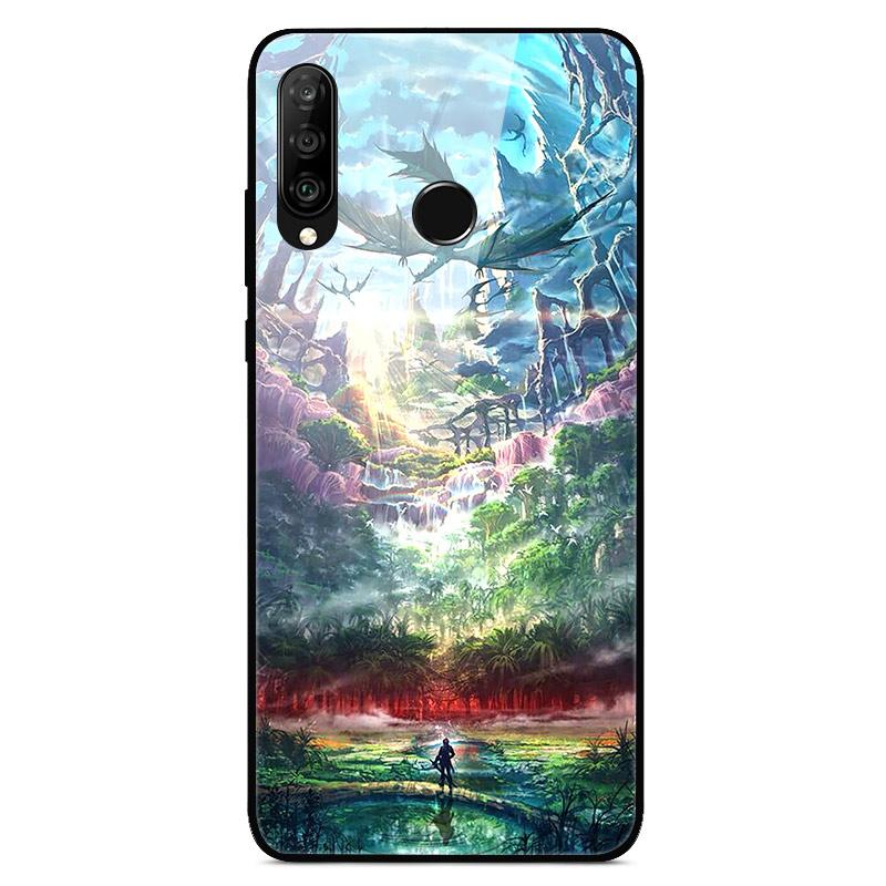 6.15"For Huawei Honor 20S Case Tempered Glass Print Back Cover Hard Case For Huawei Honor 20S MAR-LX1H Phone Case Honor20S 20 S