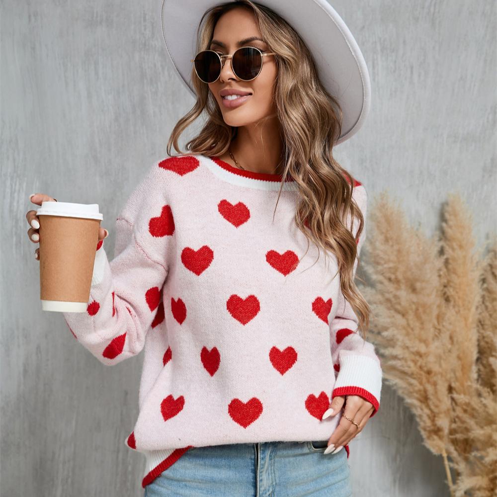 Осенне-зимний женский свитер Love, фестивальный свитер с длинным рукавом, вязаный свитер большого размера