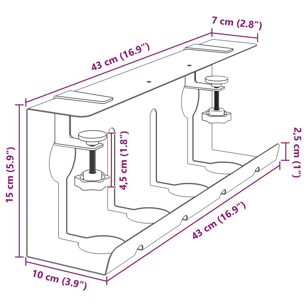 Under Desk Cable Tray 2 Pieces White