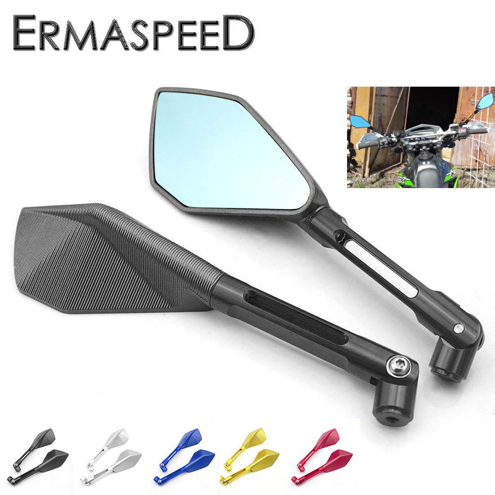 CNC Aluminum Motorcycle Rearview Mirrors Blue Lens Universal 8mm 10mm Rear View Side Mirror for Motorbike Scooter Dirt