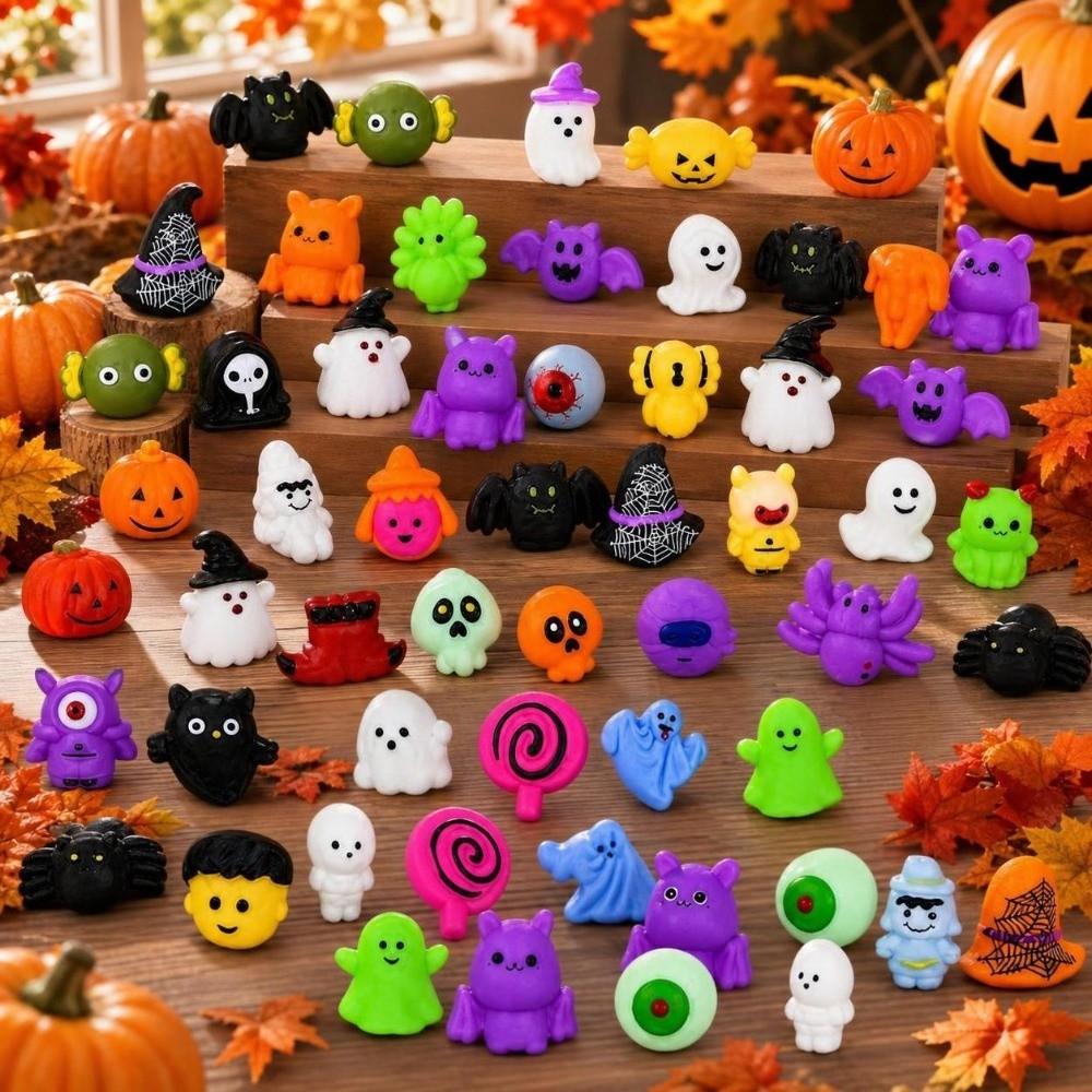 50Pcs Soft Halloween Squeeze Toys Anxiety Relief TPR Fidget Toy Ghost Squishy Toy for Kids Adults