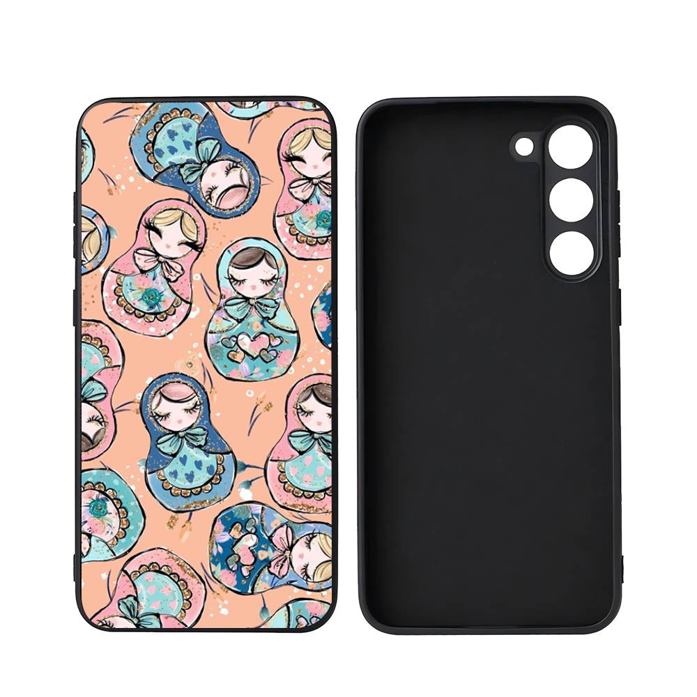 Russian Dolls Matryoshka For Samsung Galaxy S23 S24 S25 Ultra S22 Plus S21 Black Soft Case Waterproof Soft Case
