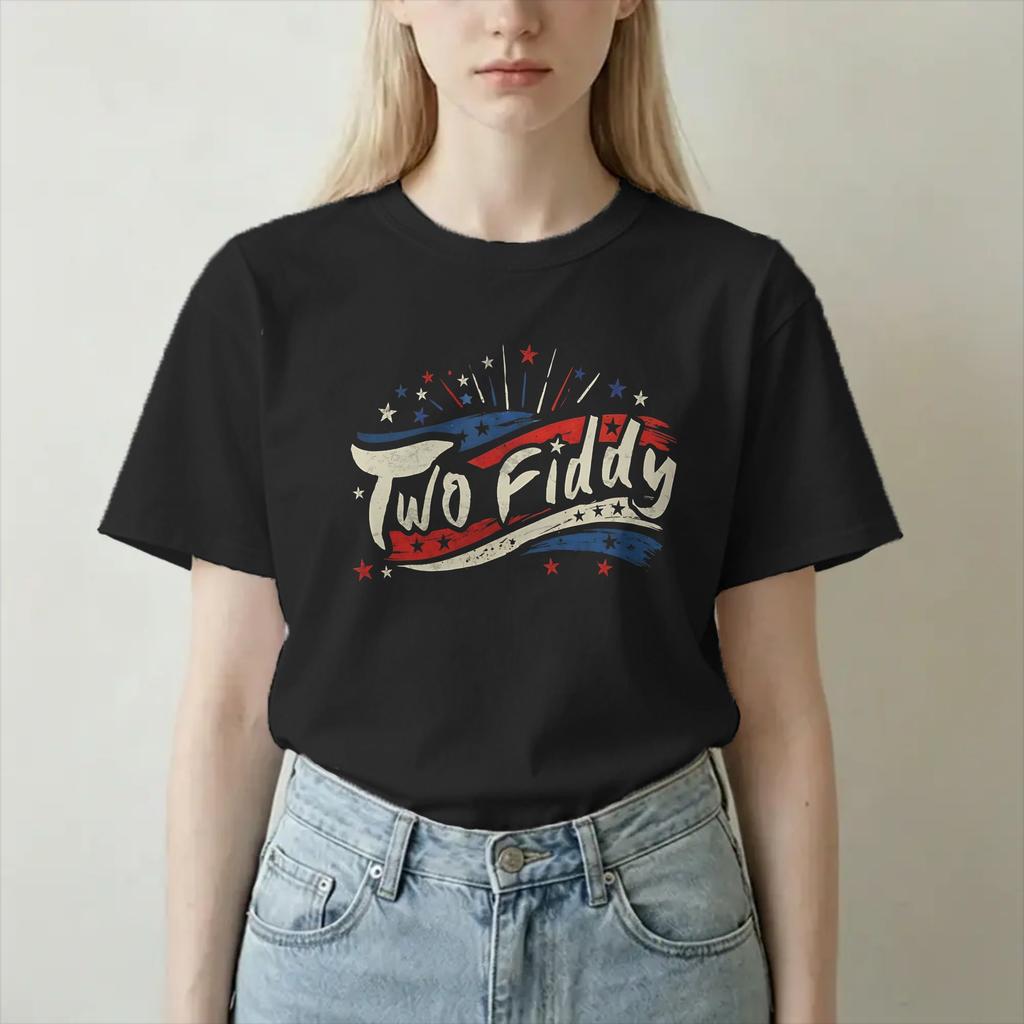 Two Fiddy 4th Of July T Shirt For Unisex Unisex 100 Cotton Awesome Tshirts Round Neck Tees Short Sleeve Tops Adult