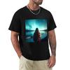A Woman Stands by the Lake In Front of the Northern Lights T-Shirt Print T-Shirt