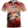 Retro Men's T-shirt, Outdoor Sports Short Sleeved T-shirt with 3D Fishing Print, Men's Casual T-shirt, Loose T-shirt, Men's Streetwear