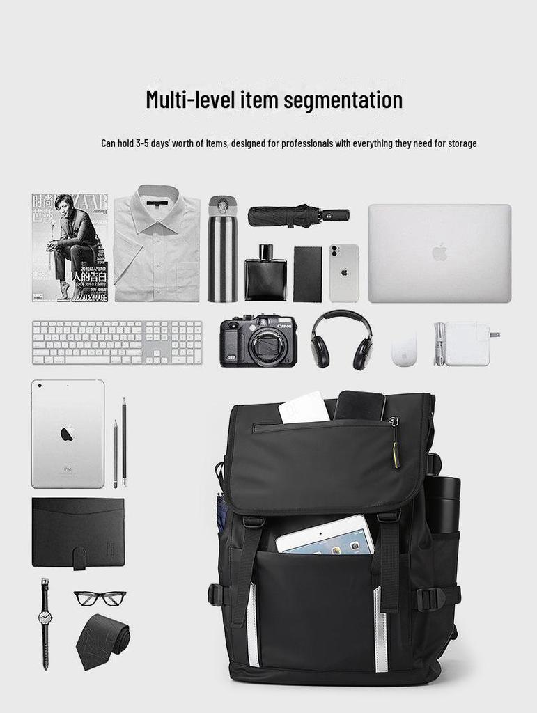 High-End Nylon Backpack: Fashionable Waterproof Travel and Business Bag for Men and Women