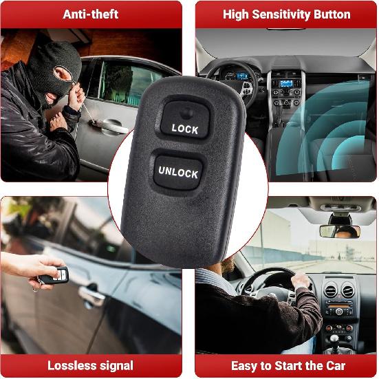 Key Fob Keyless Entry Remote Control Compatible with Toyota Tundra Rav4 Highlander Celica Echo Yaris Prius FJ Cruiser/Scion xA xB Car Key Replacement