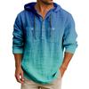 Men's Hooded T-shirt Gradient Color Cotton And Linen Men's Casual Long-sleeved Top