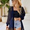 Fashion Thin Long Sleeve Plus Size Casual Blouse Women Summer Solid Elegant Loose Cardigan Shirts Women Tops See Through Sexy Ladies Blouses 25904