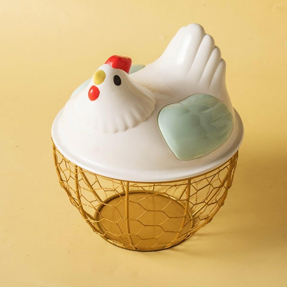 Rustic Egg Container Storage Hollow Iron Basket Hen Shape Egg Basket Kitchen Accessories