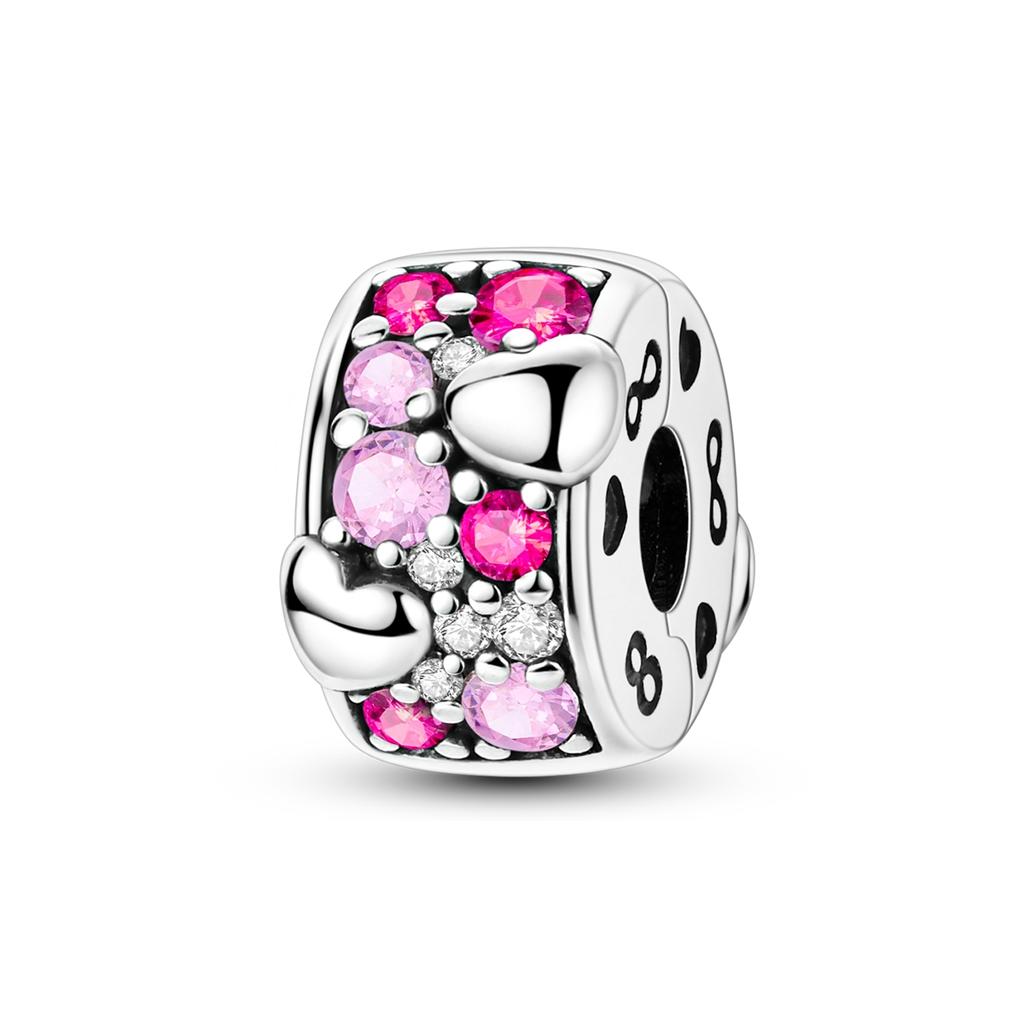 Charms Fit Original Beads Copper Clip Charms Zircon Silicone Spacer Beads Fit Bracelet Women Diy Gift