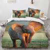 Small Elephant Duvet Cover Set 3D Print Cute Kawaii Wild Animals King Queen Size for Kids Teens Adults Animal Lover Bedding Set