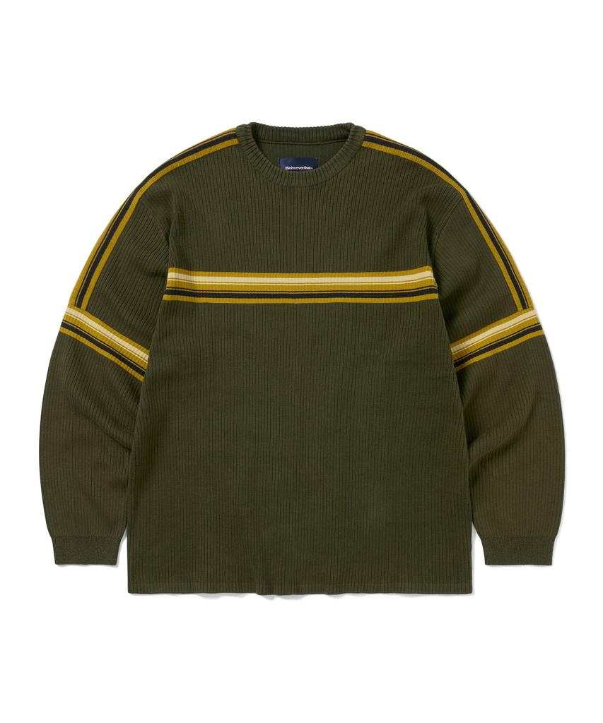 THISISNEVERTHAT Striped Knit L/S Top Olive
