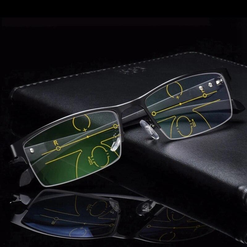 TR90 Titanium Multifocal Reading Glasses Photochromic Men Women Progressive Bifocal Anti Blue Ray UV Protect Presbyopic Glasses