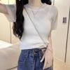 Women's Summer 2025 Stylish Ice Silk Slim Knit Short-Sleeve T-Shirt