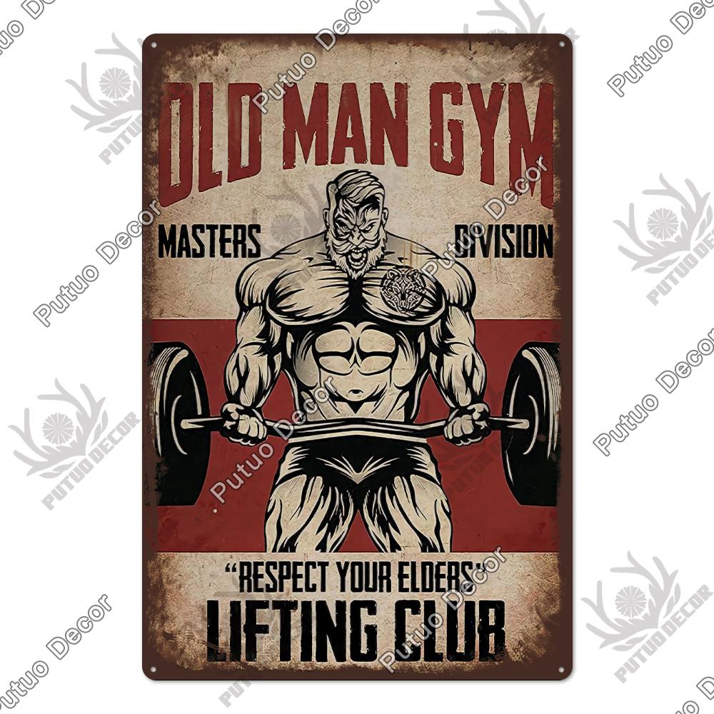 Mfoever Tin Sign Decor Gym Vintage Tin Signs Plaque Metal Plates Retro Posters Work Out Wall Art Decorative for Home Man Cave Gym Room