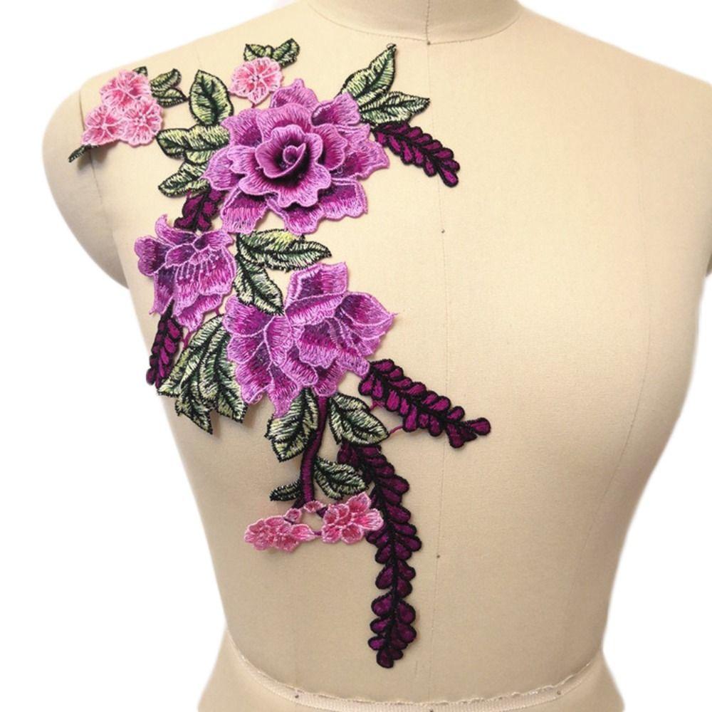 3D Значок Швейная Отделка Ципао Пион Цветок Нашивка Аксессуары для Одежды Аппликация Вышивка