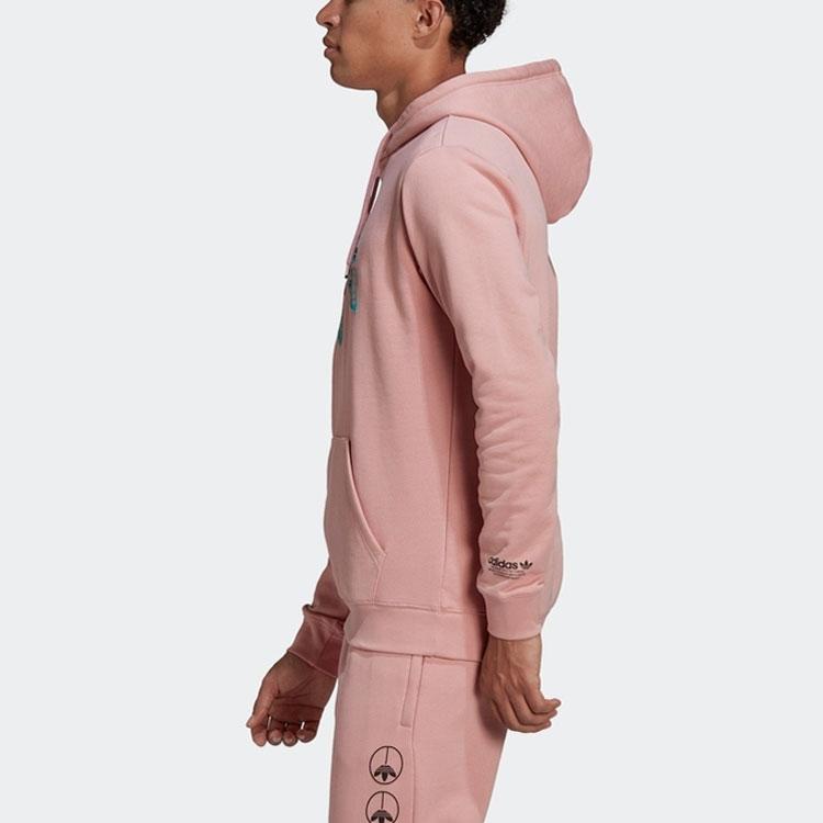 Adidas Originals Trefoil Letter Print Big Logo Long Sleeve Hoodie Men Hoodie Pink HF4903