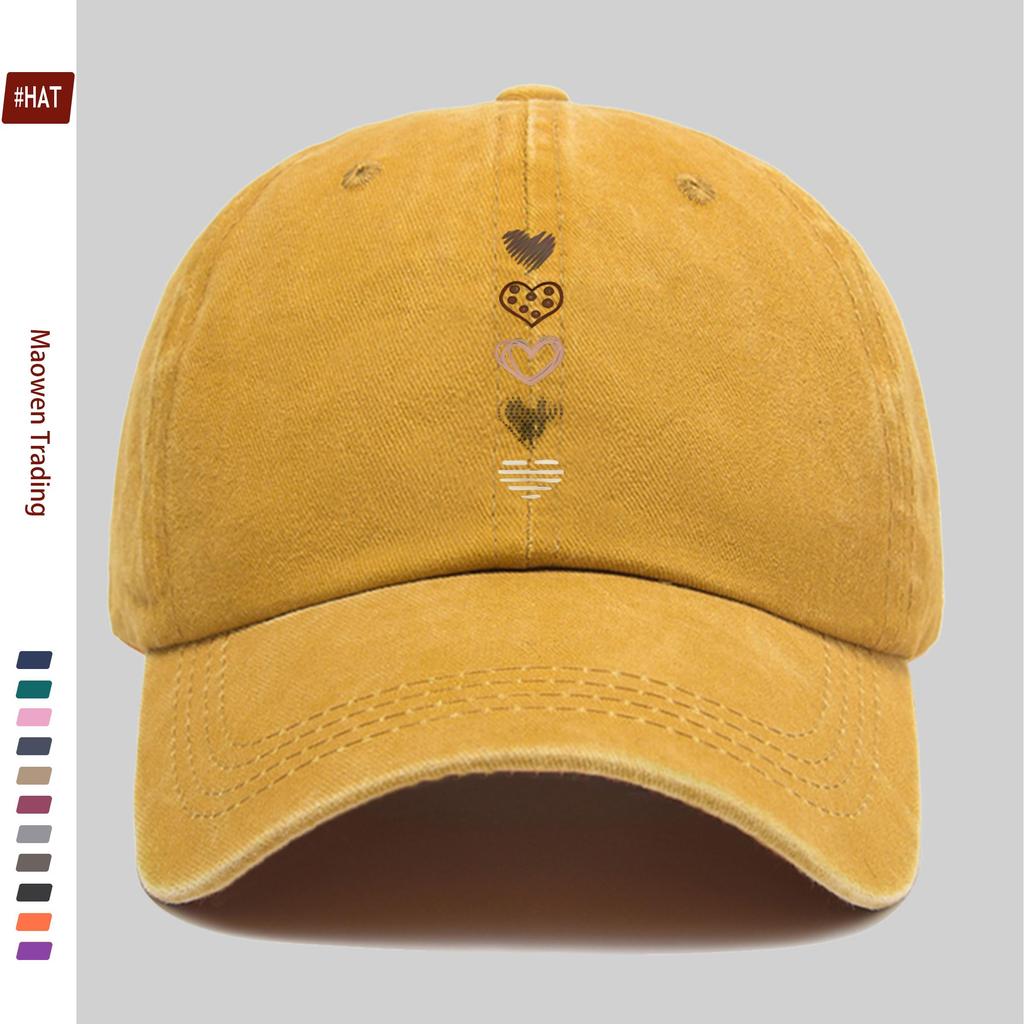 pc Baseball Cap with Various Heart Pattern Prints Casual Printed Sun Hat Decorative Leisure Hat with Adjustable Strap Multip