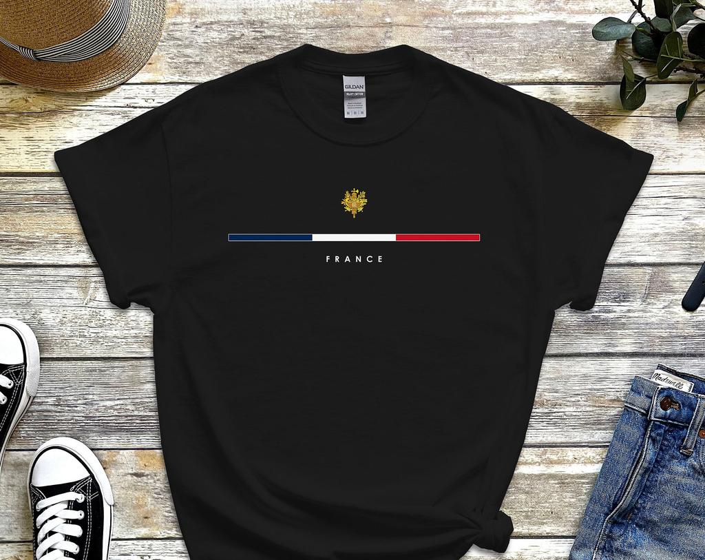France Shirt Country Logo With Flag Tshirt Coat Of Arms Of France Cozy Tee Unisex