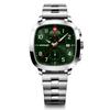VINTAGE SPORT CHRONO Watch Chronograph Stainless Steel Case Green Dial Silver Stainless Steel Bracelet Quartz 50m Water Resistant Gift Analog