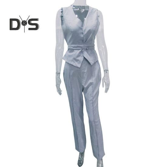 2 шт./компл. формальный женский летний наряд OL стиль шикарный чистый цвет леди куртка брюки