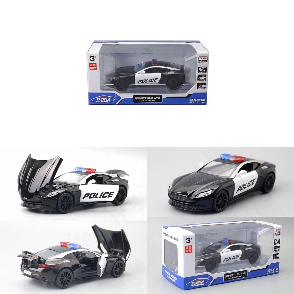 Aston Martin 132 Alloy Car Model Police Car With Sound Light For Collector