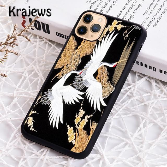 Krajews Japanese Cranes Art Phone Case Cover For iPhone 14 5 SE 6s 7 8 Plus X XR XS 11 12 13 Pro Max Samsung Galaxy S21 S22ultra