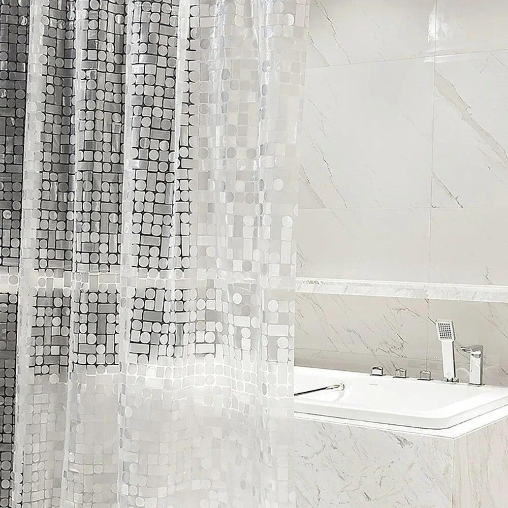 Прозрачная занавеска для душа с галькой, прозрачная водонепроницаемая занавеска для ванной PEVA с геометрическим рисунком, подкладка для ванной комнаты, чехол для купания, современный
