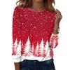 Women's Fashion Casual Christmas Printed Round Neck Long Sleeve Pullover Top