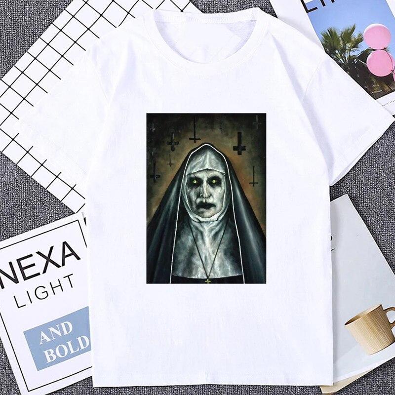 Футболка унисекс с графическим принтом Horror Unholy Nun, летняя повседневная модная свободная футболка из мягкого модала, уличная одежда, хипстерские футболки в стиле хип-хоп