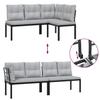 Garden Benches with Cushions 2 pcs Black Powder Coated Steel