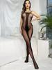 Seductive Halter Fishnet Bodystocking Sleeveless Open Crotch Mesh Body Suit for Women Lingerie and Underwear Halloween Costumes