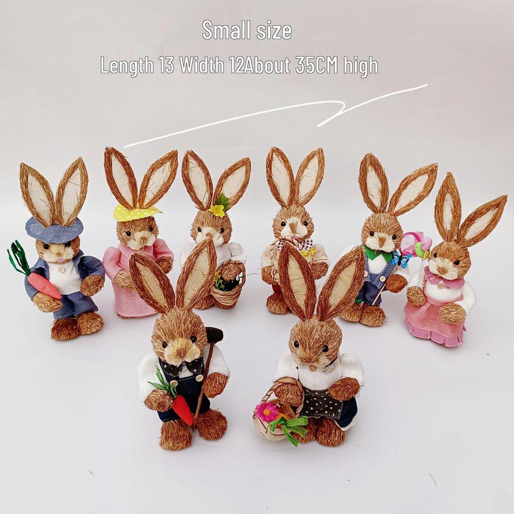 35CM Handmade Woven Rabbit Christmas Ornament - Intangible Cultural Heritage Souvenir