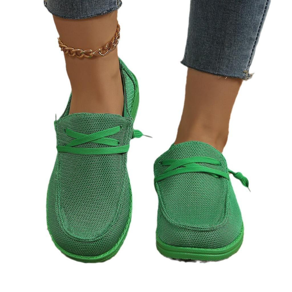 Women's Shoes New Casual European and American Lace-up Flat-soled Large-size Single Shoes, One-pedal Lazy Shoes
