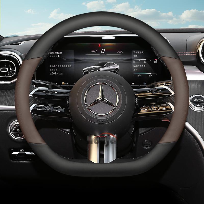 Кожаный чехол на руль автомобиля для Mercedes Benz C220 GLC W447 W124 W203 W204 W205 W218 W245 W166 W212 W210 W221 Аксессуары mo00