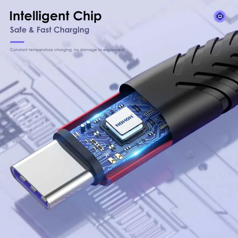 100W 7A Super Fast Charging USB Type C Cable Quick Charge 3.0Data Cord Nylon Braid for Samsung Galaxy Huawei Xiaomi Charger Wire