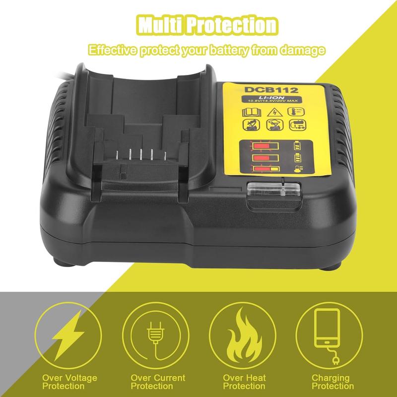 Зарядное устройство DCB112 для Dewalt 10,8 В 12 В 14,4 В 18 В 20 В DCB206 DCB205 DCB204 DCB203 DCB120, DCB107 DCB115 DCB105(Нет батареи)