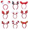 2Pcs Christmas Headbands Eye-catching Classic Deer Antler Santa Shape Festive Hair Hoop for Women Girls