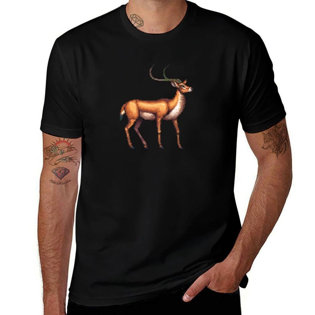 Pixel Antelope Tshirt Basic Solid Color Short Sleeve Cotton Top