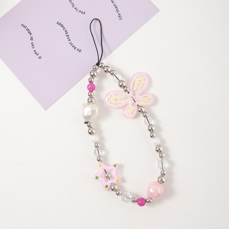 Pink Bow Dopamine Phone Lanyard: Anti-Lost Electroplated Chain Wrist Strap