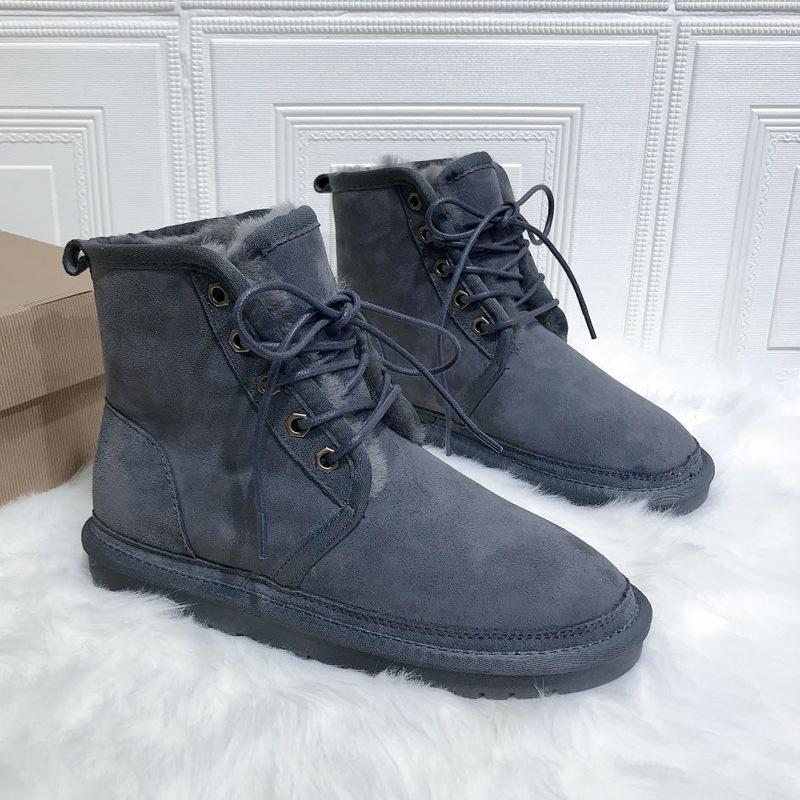 Autumn and winter men's Martin boots outdoor warm non-slip snow boots men's sheepskin integrated high-top men's boots